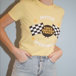 yellow oversized motor speedway shirt